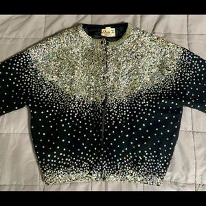 Vintage Elsie Tue Hong Kong Beaded Cardigan